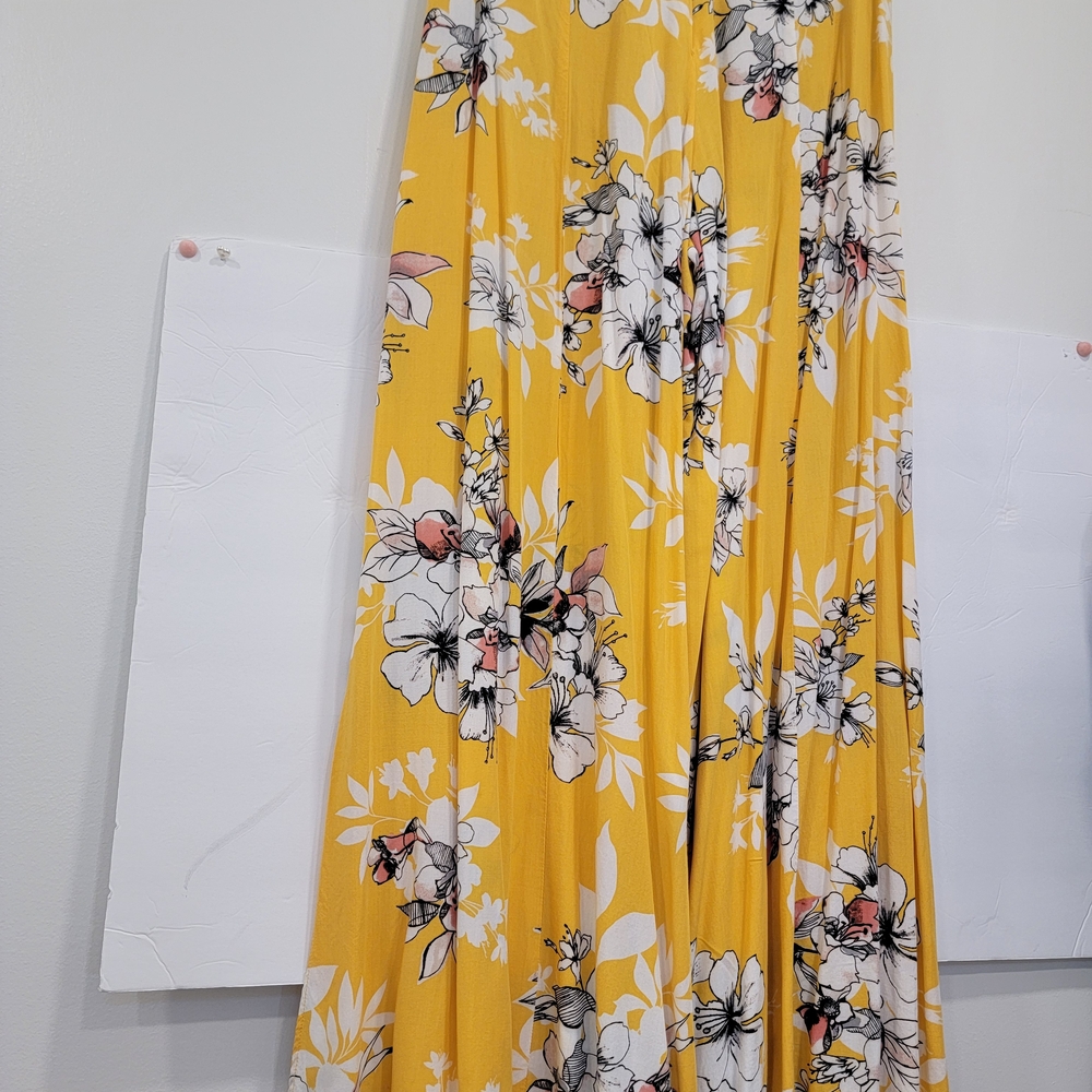 Lulus Floral Yellow Wide Leg Pants
